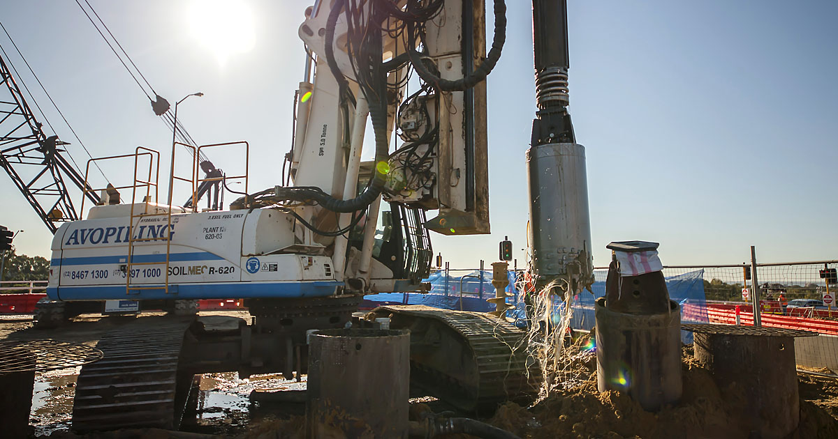 Bored pile drilling under fluids using polymer